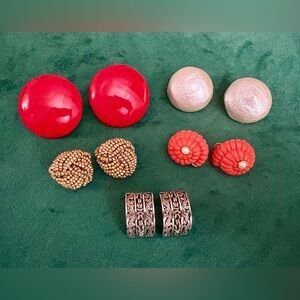 Vintage Clip-On Earrings In Assorted Colors Lot of 5